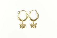 Load image into Gallery viewer, 10K Puffy Butterfly Change Symbol Statement Hoop Earrings Yellow Gold