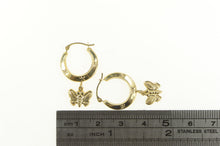 Load image into Gallery viewer, 10K Puffy Butterfly Change Symbol Statement Hoop Earrings Yellow Gold
