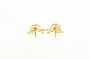 14K Cherub Baby Angel Classic Stud Earrings Yellow Gold