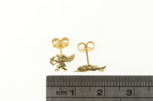 14K Cherub Baby Angel Classic Stud Earrings Yellow Gold