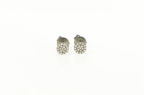 14K Round Pave Diamond Classic Stud Earrings Yellow Gold