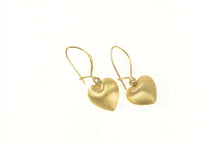 Load image into Gallery viewer, 14K Puffy Satin Finish Domed Heart Love Symbol Earrings Yellow Gold