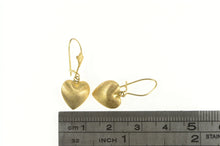 Load image into Gallery viewer, 14K Puffy Satin Finish Domed Heart Love Symbol Earrings Yellow Gold