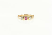 Load image into Gallery viewer, 14K 1930&#39;s Three Stone Natural Ruby Diamond Ring Yellow Gold