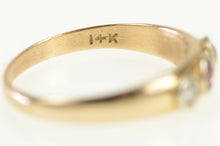 Load image into Gallery viewer, 14K 1930&#39;s Three Stone Natural Ruby Diamond Ring Yellow Gold