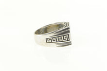 Load image into Gallery viewer, Sterling Silver Enamel Southwestern Geometric Men&#39;s Ring