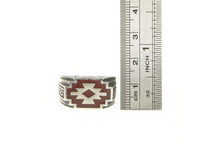 Load image into Gallery viewer, Sterling Silver Enamel Southwestern Geometric Men&#39;s Ring
