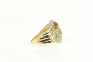 10K 1.35 Ctw Diamond Wavy Statement Band Ring Yellow Gold