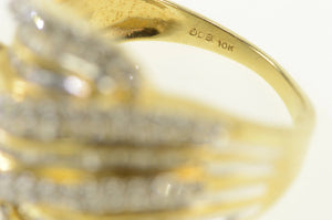 10K 1.35 Ctw Diamond Wavy Statement Band Ring Yellow Gold