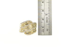 10K 1.35 Ctw Diamond Wavy Statement Band Ring Yellow Gold
