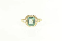 Load image into Gallery viewer, 10K 1930&#39;s Sim. Aquamarine Emerald Cut Statement Ring Yellow Gold