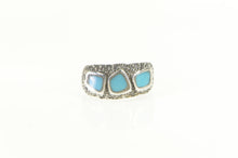 Load image into Gallery viewer, Sterling Silver Turquoise Inlay Textured Southwestern Ring