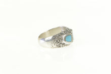 Load image into Gallery viewer, Sterling Silver Turquoise Inlay Textured Southwestern Ring