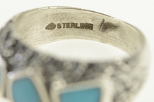 Load image into Gallery viewer, Sterling Silver Turquoise Inlay Textured Southwestern Ring