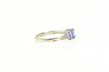Load image into Gallery viewer, 14K Oval Tanzanite Three Stone Diamond Accent Ring White Gold