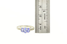 Load image into Gallery viewer, 14K Oval Tanzanite Three Stone Diamond Accent Ring White Gold