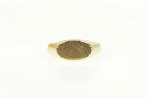 10K 1940's Vintage Oval Monogram Signet Plain Ring Yellow Gold