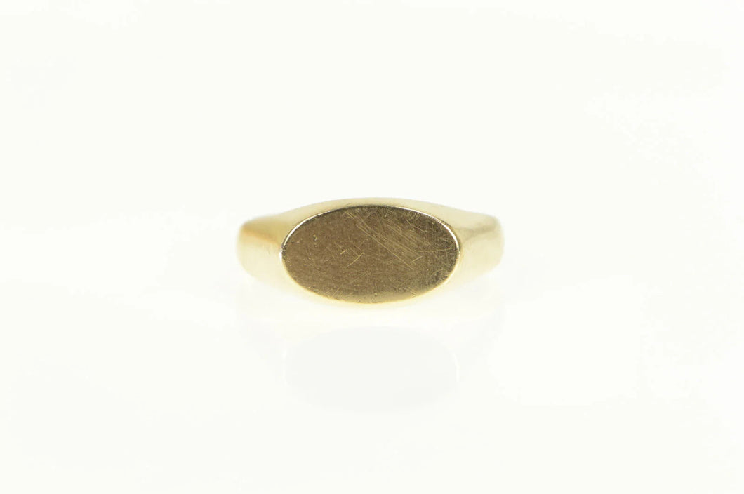 10K 1940's Vintage Oval Monogram Signet Plain Ring Yellow Gold