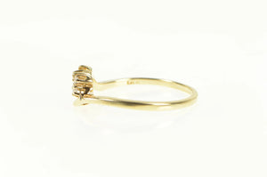 14K Diamond Inset Bypass Wedding Band Ring Yellow Gold