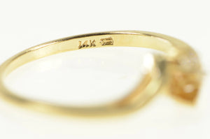 14K Diamond Inset Bypass Wedding Band Ring Yellow Gold