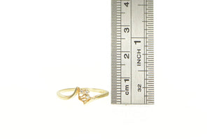 14K Diamond Inset Bypass Wedding Band Ring Yellow Gold