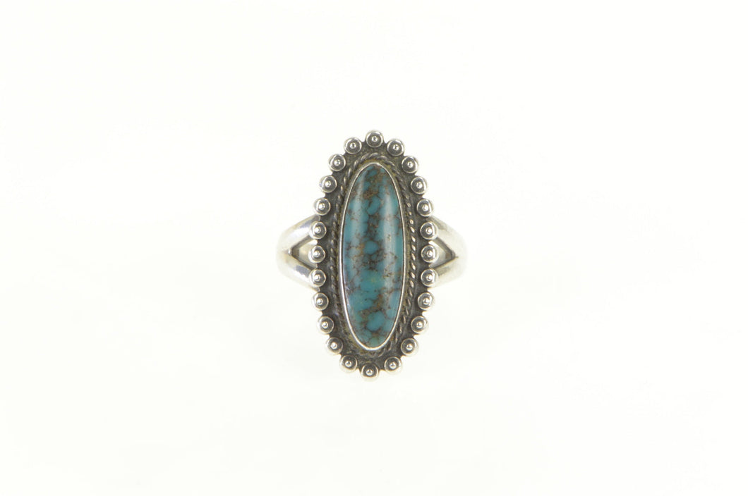 Sterling Silver Oval Turquoise Cabochon Southwestern Ring