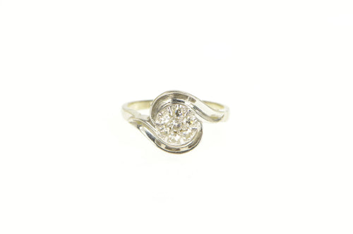 14K 0.21 Ctw Round Diamond Cluster Vintage Ring White Gold