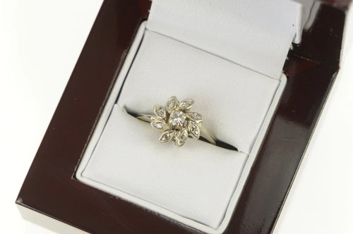 14K 0.25 Ctw Diamond Floral Cluster Promise Ring White Gold
