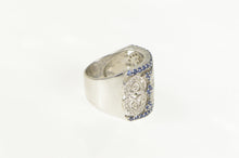 Load image into Gallery viewer, 14K 2.60 Ctw Sapphire Diamond Heart Pave Wide Ring White Gold