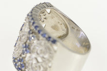 Load image into Gallery viewer, 14K 2.60 Ctw Sapphire Diamond Heart Pave Wide Ring White Gold