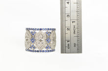 Load image into Gallery viewer, 14K 2.60 Ctw Sapphire Diamond Heart Pave Wide Ring White Gold