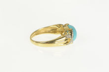 Load image into Gallery viewer, 14K Oval Turquoise Cabochon Diamond X Criss Cross Ring Yellow Gold
