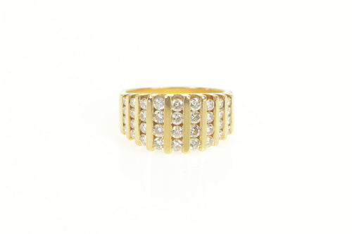 14K 1.00 Ctw VS Diamond Graduated Striped Band Ring Yellow Gold