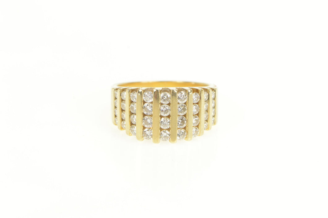 14K 1.00 Ctw VS Diamond Graduated Striped Band Ring Yellow Gold