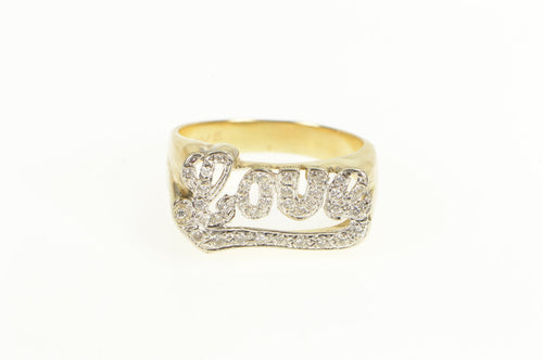 14K 0.36 Ctw Diamond Love Word Romantic Ring Yellow Gold