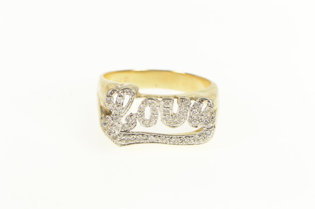 14K 0.36 Ctw Diamond Love Word Romantic Ring Yellow Gold