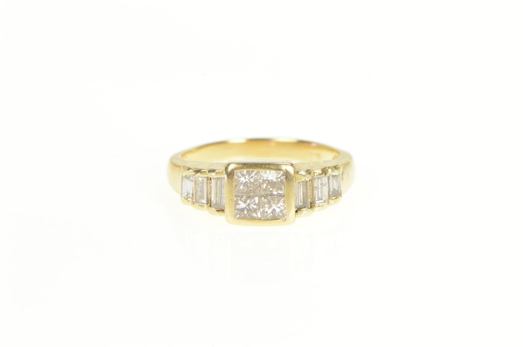 14K 1.60 Ctw Princess Invis. Diamond Engagement Ring Yellow Gold