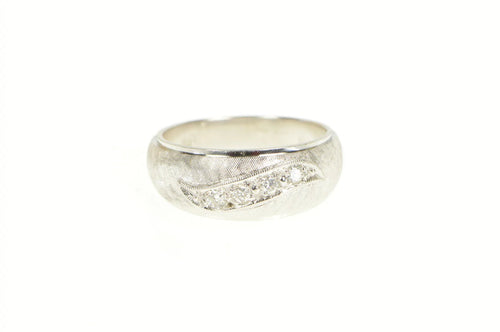 14K 0.25 Ctw Retro Diamond Domed Wedding Band Ring White Gold