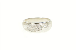 14K 0.25 Ctw Retro Diamond Domed Wedding Band Ring White Gold