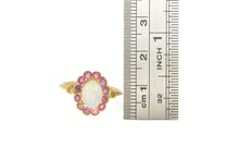Load image into Gallery viewer, 14K 1.35 Ctw Victorian Natural Opal Ruby Halo Ring Yellow Gold