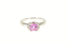Load image into Gallery viewer, 10K Cushion Pink Sapphire Diamond Accent Ring White Gold