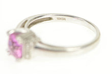 Load image into Gallery viewer, 10K Cushion Pink Sapphire Diamond Accent Ring White Gold