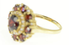 Load image into Gallery viewer, 14K 5.50 Ctw Garnet Seed Pearl Round Cocktail Ring Yellow Gold