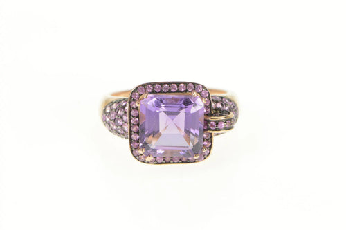 14K 5.85 Ctw Amethyst Tourmaline Pave Statement Ring Rose Gold