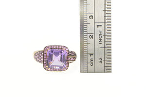 14K 5.85 Ctw Amethyst Tourmaline Pave Statement Ring Rose Gold