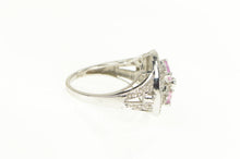 Load image into Gallery viewer, 14K 0.85 Ctw Pink Sapphire Diamond Flower Domed Ring White Gold