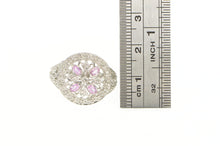 Load image into Gallery viewer, 14K 0.85 Ctw Pink Sapphire Diamond Flower Domed Ring White Gold