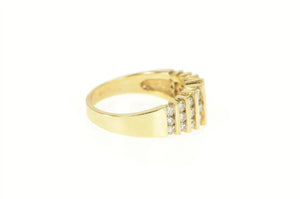 14K 1.00 Ctw Diamond Striped Graduated Band Ring Yellow Gold