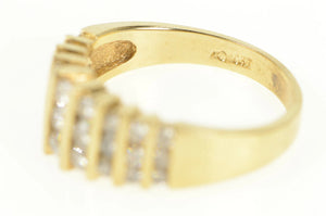 14K 1.00 Ctw Diamond Striped Graduated Band Ring Yellow Gold