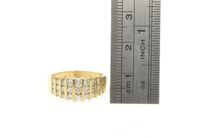 14K 1.00 Ctw Diamond Striped Graduated Band Ring Yellow Gold
